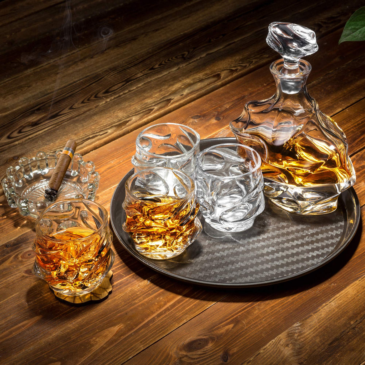 KANARS Crystal Whiskey Decanter Set, 27 Oz Emperor Decanter with Old Fashioned Glasses for Liquor Bourbon Scotch Tequila Snifter, Unique Christmas Gifts for Men Dad Grandpa Brother Adult KANARS