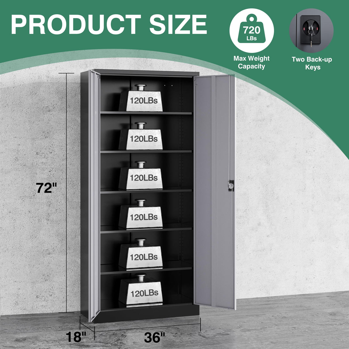 Letaya Metal Garage Storage Cabinets with Lock Door and Adjustable Shelves, Steel Tool Cabinets for Home,Office,Warehouse Organisieren (Black Grey, 72" H) Letaya