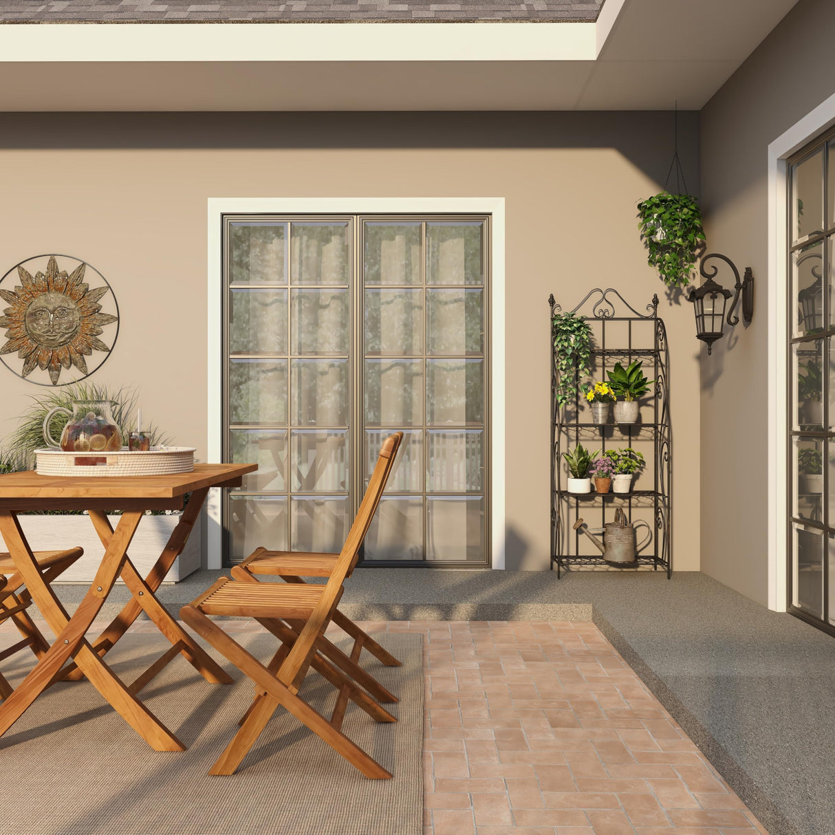 Deco 79 Metal Scroll Indoor Outdoor Tall Folding 4 Shelf Bakers Rack, 25" x 12" x 64", Black Deco 79