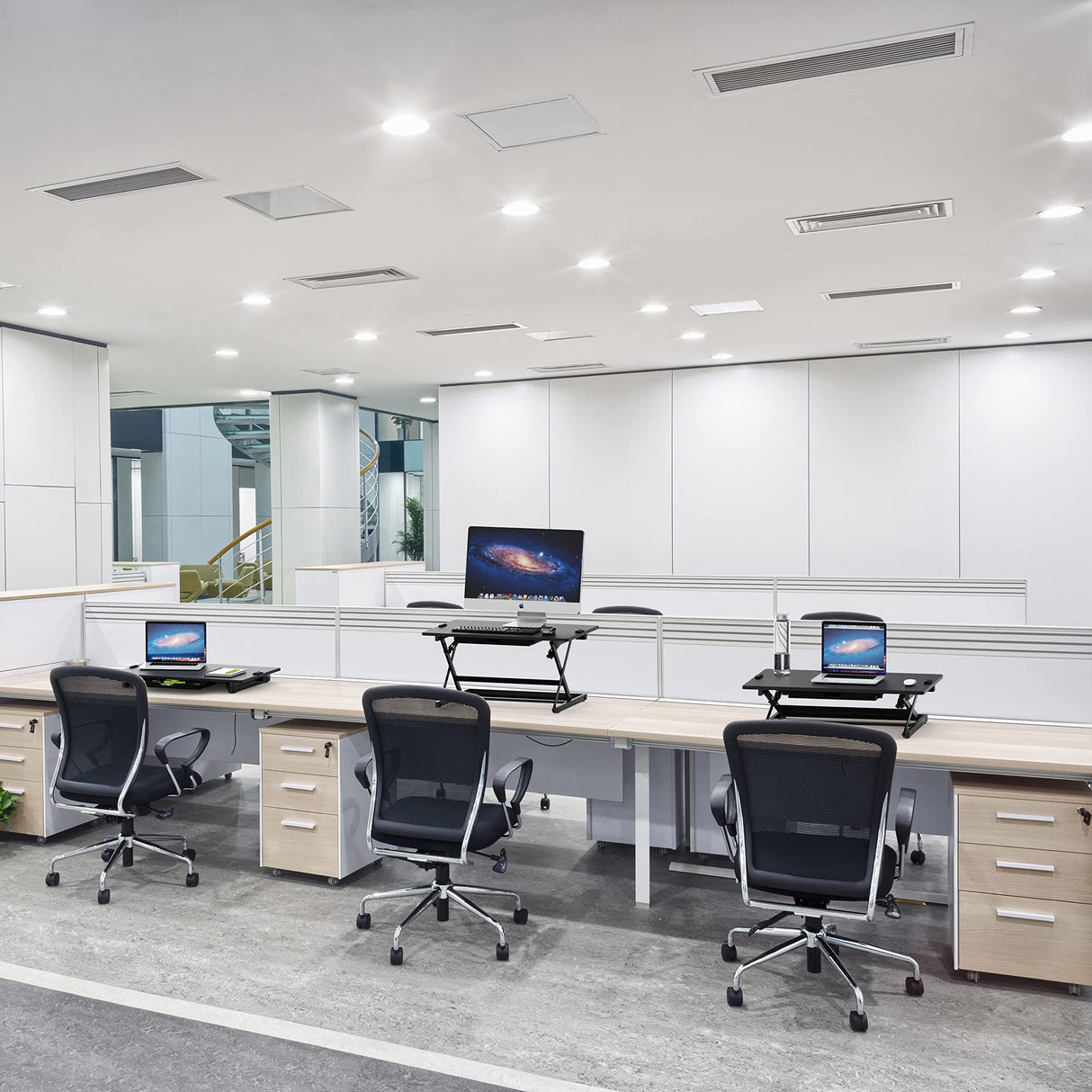 SHW 32-Inch Height Adjustable Standing Desk Converter Riser Workstation, Black SHW