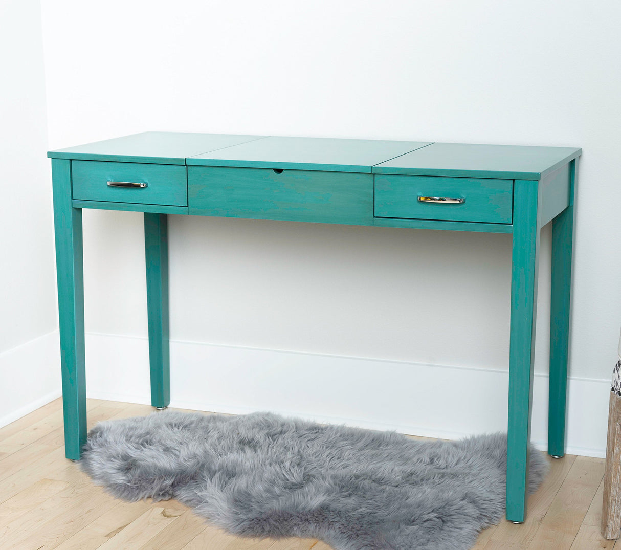 Hives and Honey Ainsley Vanity Desk Dressing Table with USB and Outlet - Turquoise Hives and Honey
