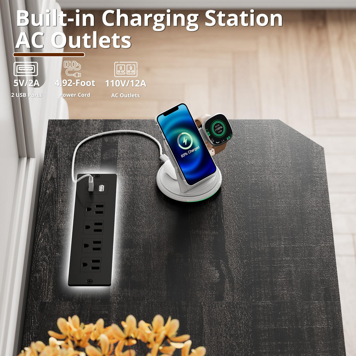 IRONCK Farmhouse 7 Drawers Dresser for Bedroom, 59" Long Dresser with Charging Station, Natural Texture, Vintage Design, for Bedroom, Charcoal IRONCK