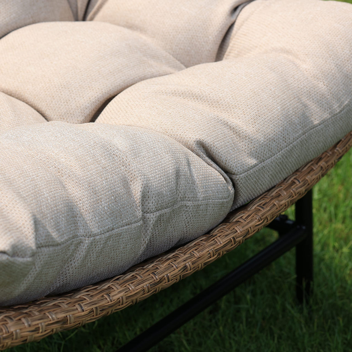 Idzo Caline Large Rattan Outdoor Papasan Chair Set of 2, Olefin Thick Cushion, Upgraded 2000Hrs UV Resistant Wicker, 500lbs Capacity Patio Scoop Design IDZO