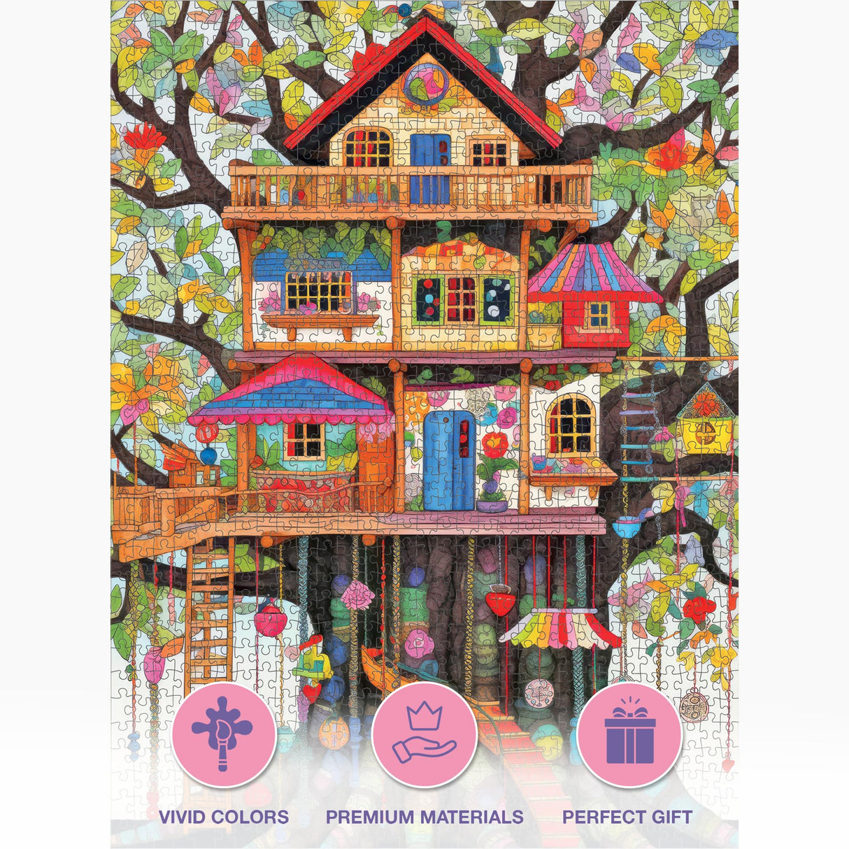 Cross & Glory - Fantastical Treehouse Escape - 1000 Piece Jigsaw Puzzle for Adults | Whimsical Art Style | Fun Puzzle Challenge for Adults and Families | 20x27 Inches | Satin Finish Cross & Glory