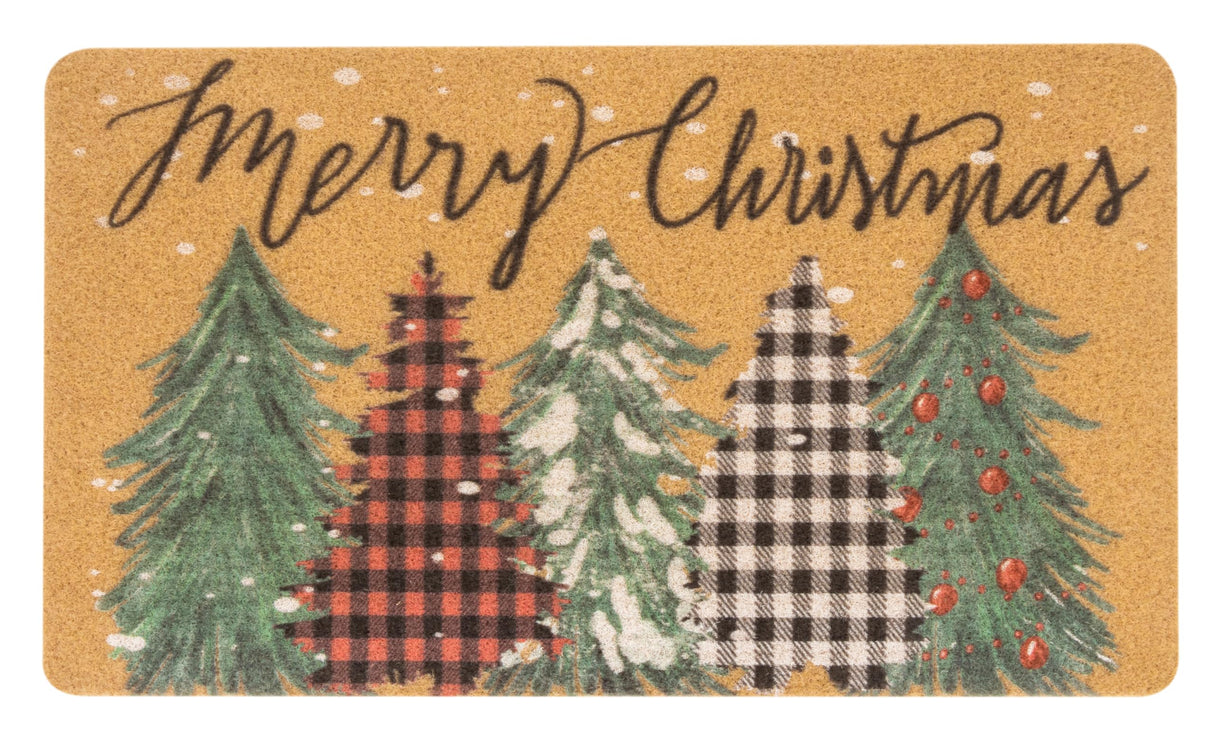 Mealah Christmas-Welcome-Doormat for Outdoor-Entrance - Non-Slip-Coir-Winter-Welcome-Door-Mat Xmas Trees Front-Door-Mat 17 x 29 Inch Mealah