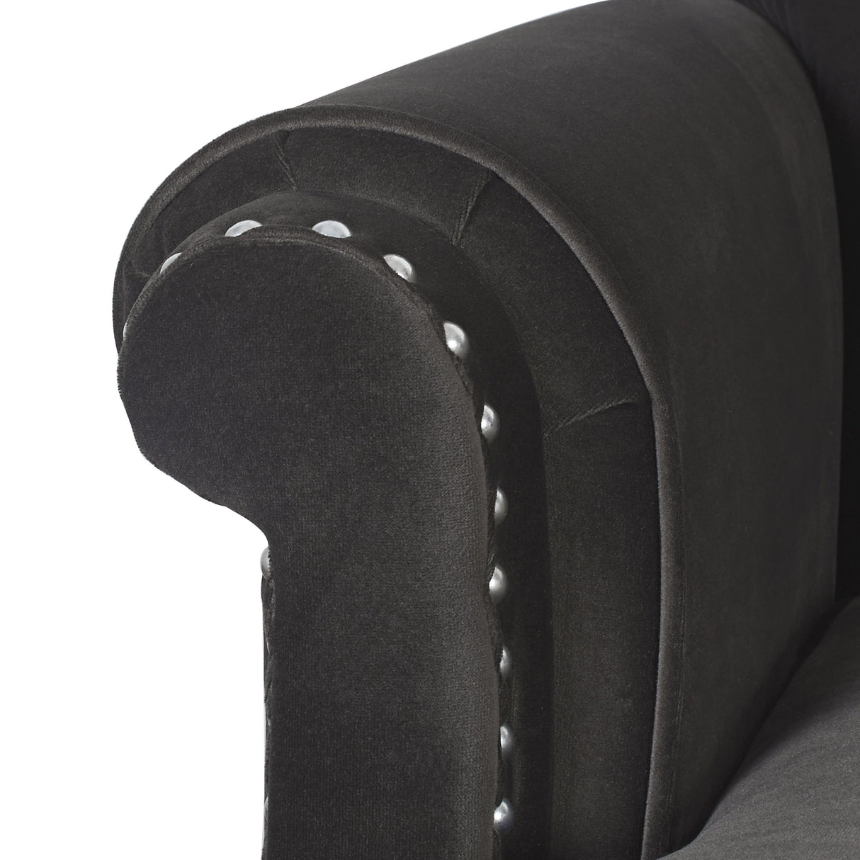 Jennifer Taylor Home Legacy Camelback Sofa Nail head Accents, Dark Charcoal Grey Jennifer Taylor Home