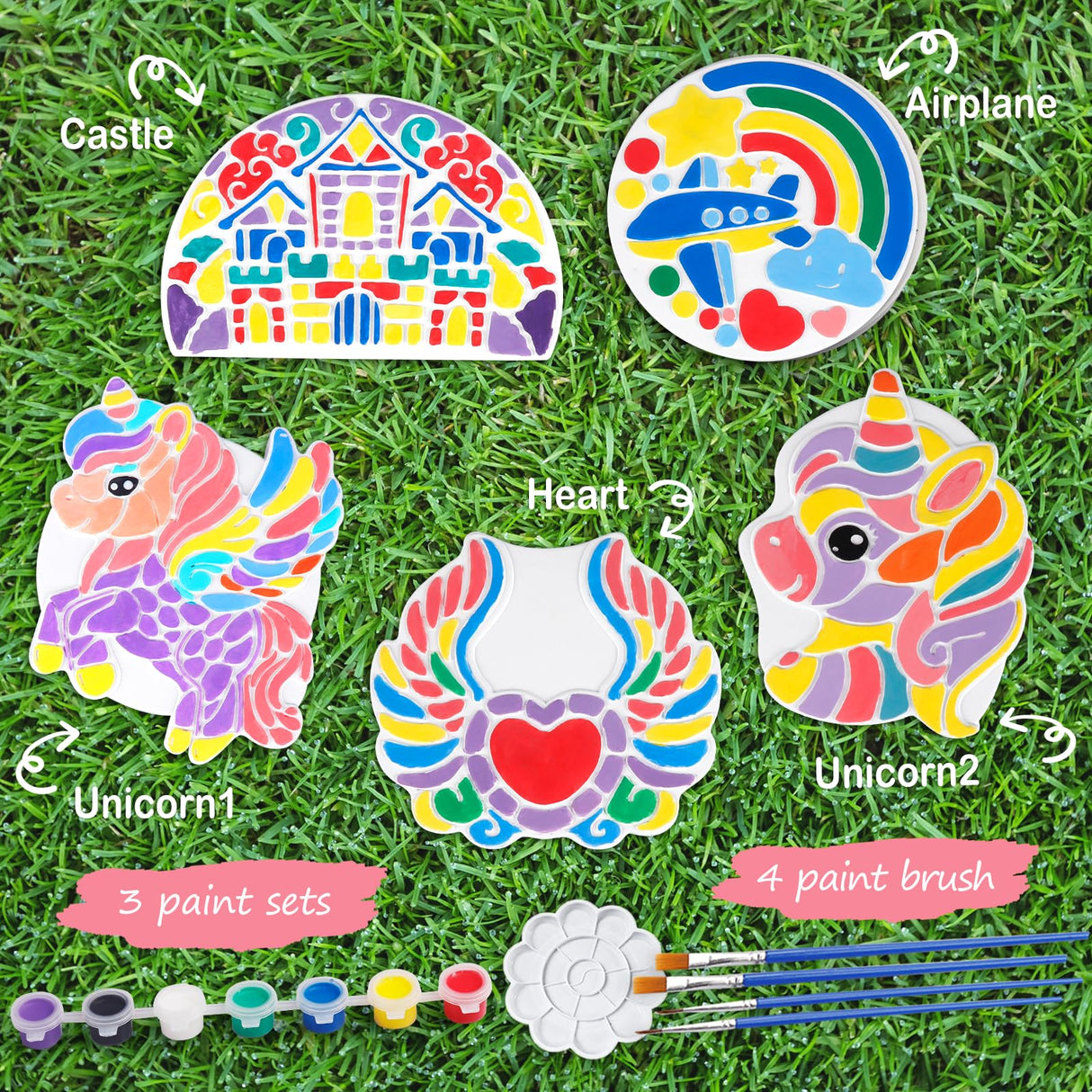 IFLOVE Paint Your Own Stepping Stones for Kids Craft Kits,Arts and Crafts for Kids Ages 4-8,5 Pack Painting Crafts for Girls Ages 8-12,Outdoor Toys Art Supplies Toddler Birthday Gift (Unicorn) IFLOVE