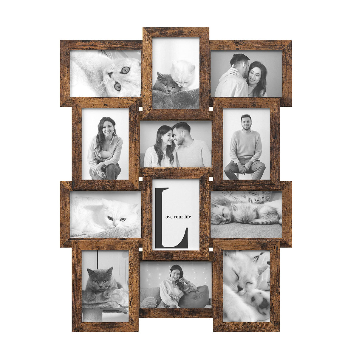 SONGMICS Collage Picture Frames, 4x6 for Wall Decor Set of 12, Multi Family Photo for Gallery Decor, Hanging Display, Assembly Required, Rustic Brown SONGMICS