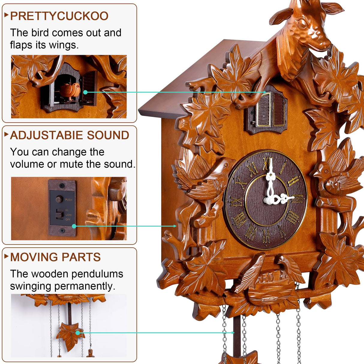 Kendal Large Handcrafted Wood Cuckoo Clock MX015-2 Kendal