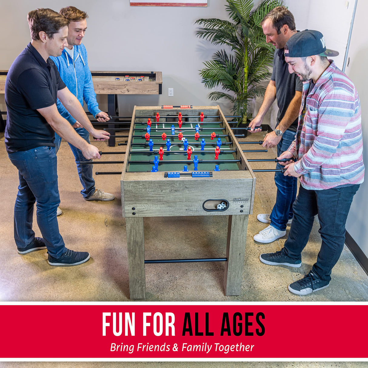 GoSports 54 Inch Full Size Foosball Table - Includes 4 Balls and 2 Cup Holders – Black, Oak, or White GoSports