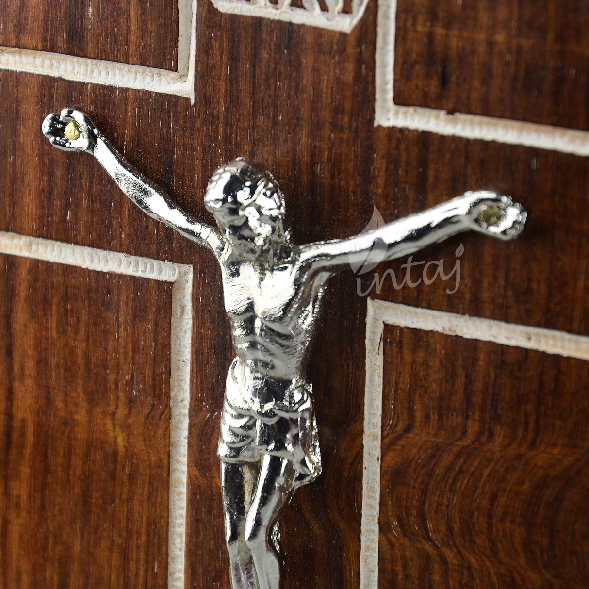 INTAJ Handmade Wooden Urn for Human Ashes - Cross Cremation Urn Premium Handcrafted - Adult Funeral Urn Handmade Human Urn for Ashes (Rosewood Cross, INTAJ