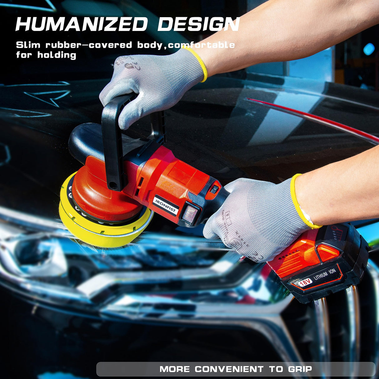 IRONFIST Cordless Orbital Polisher for Milwaukee M18 Battery, Car Polishing Waxer Machine 6inch work disk with brushless motor 6 speeds 750-6800RPM, (No Battery) IRONFIST