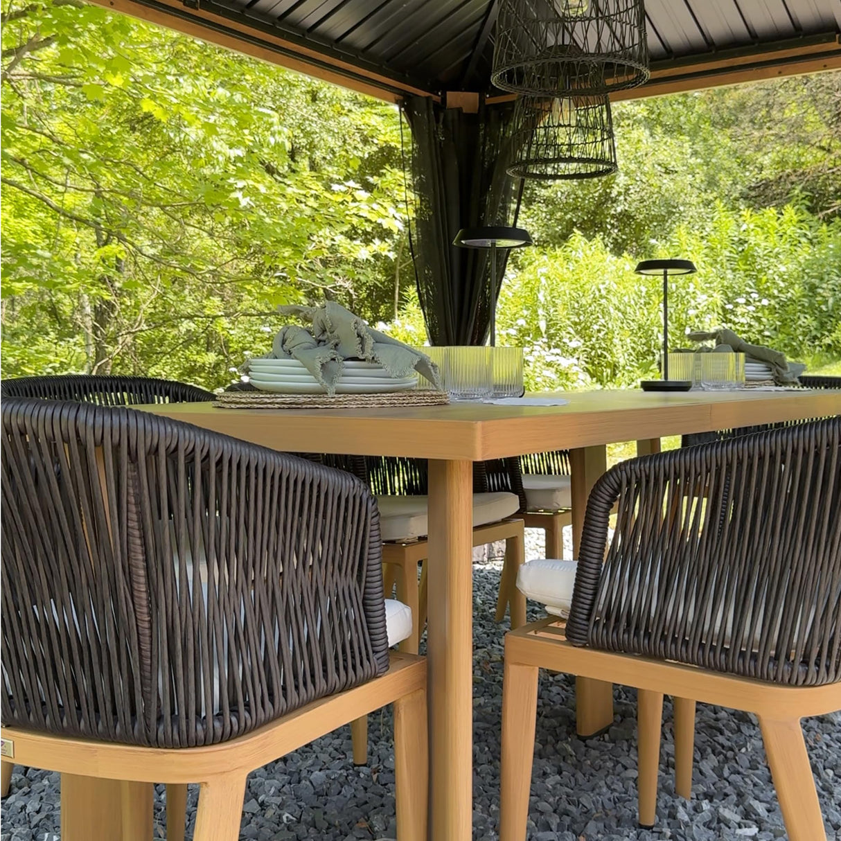 PURPLE LEAF 2 Pieces Outdoor Dining Chair All-Weather Wicker Aluminum Frame Patio Dining Chair for Lawn Garden Backyard Deck with Cushion Teak Armchair PURPLE LEAF