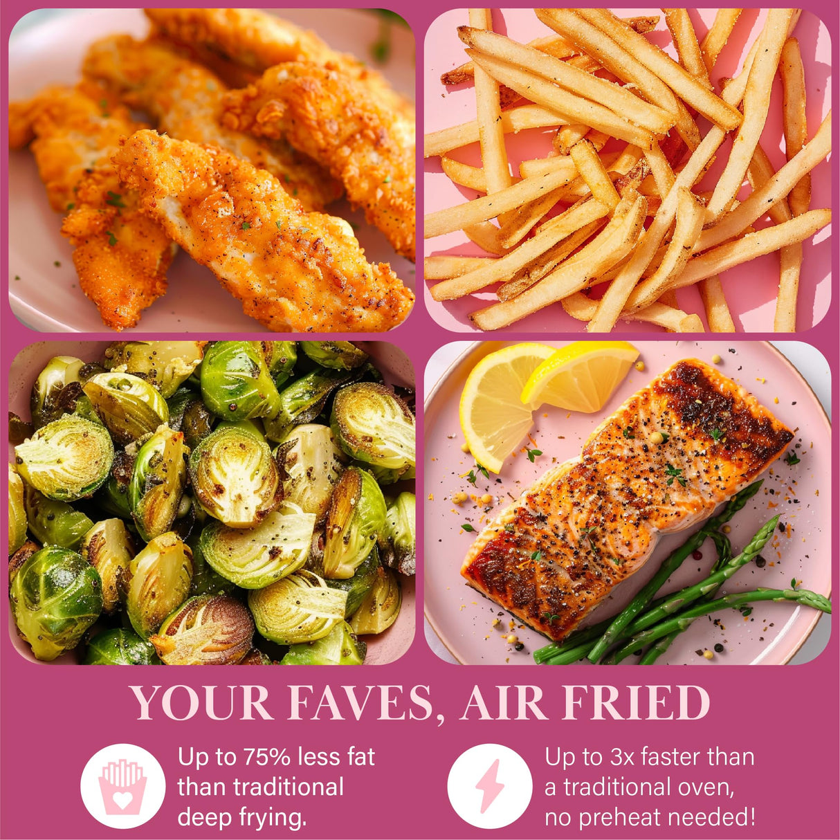 Paris Hilton Air Fryer, Large 6-Quart Capacity, Nonstick Made without PFAS, Touchscreen Display, 8-in-1 (Air Fry, Roast, Broil, Bake, Reheat, Keep Warm, Pizza, Dehydrate), Dishwasher Safe, Pink Paris Hilton
