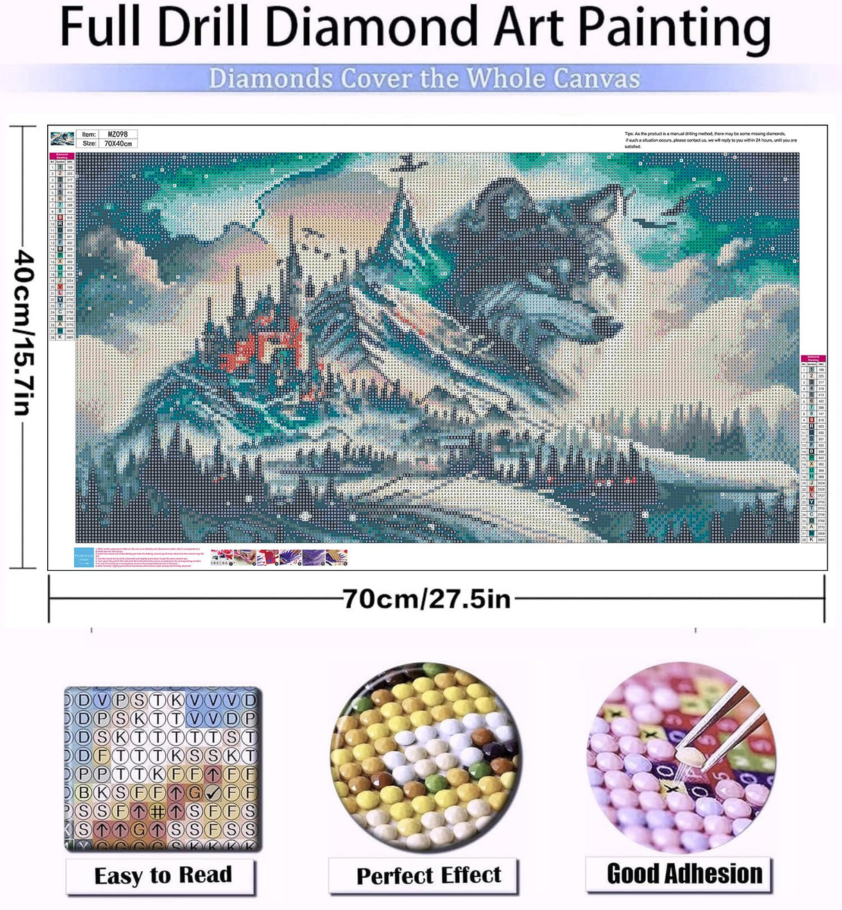 Meothan 5D Extra Large Diamond Art Kits for Adults - Wolf Diamond Painting Kits for Adults Beginners, DIY Large Size Diamond Gem Art Dots Painting Kits for Home Walls Decor Gifts 27.6x16inch Meothan