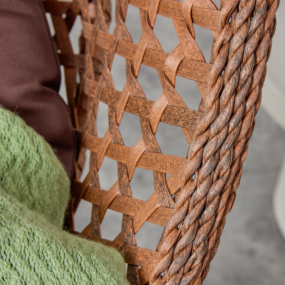 LFVFFA Egg Swing Chair with Stand Outdoor Indoor, Hanging Egg Chair with Cushions and Pillow,300lbs Capacity for Porch, Patio, Bedroom, Balcony, Brown LFVFFA