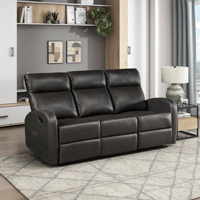 Lexicon Manual Reclining Sofa, Faux Leather Recliner Sofa, Wall Hugger, Track Arms, Magazine Pockets, Manual Dual Recliners Couch for Living Room/Office/Apartment, Easy Assembly, Espresso
