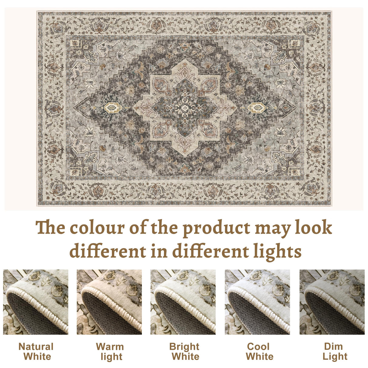 Tangsoo 2x6 Washable Runner Rug for Hallways, Non Slip Vintage Runner Rug, Soft Low Pile Long Rug Runner, Print Distressed Brown/Grey Carpet Runners for Kitchen Bedroom Entryway Bathroom Living Room Tangsoo