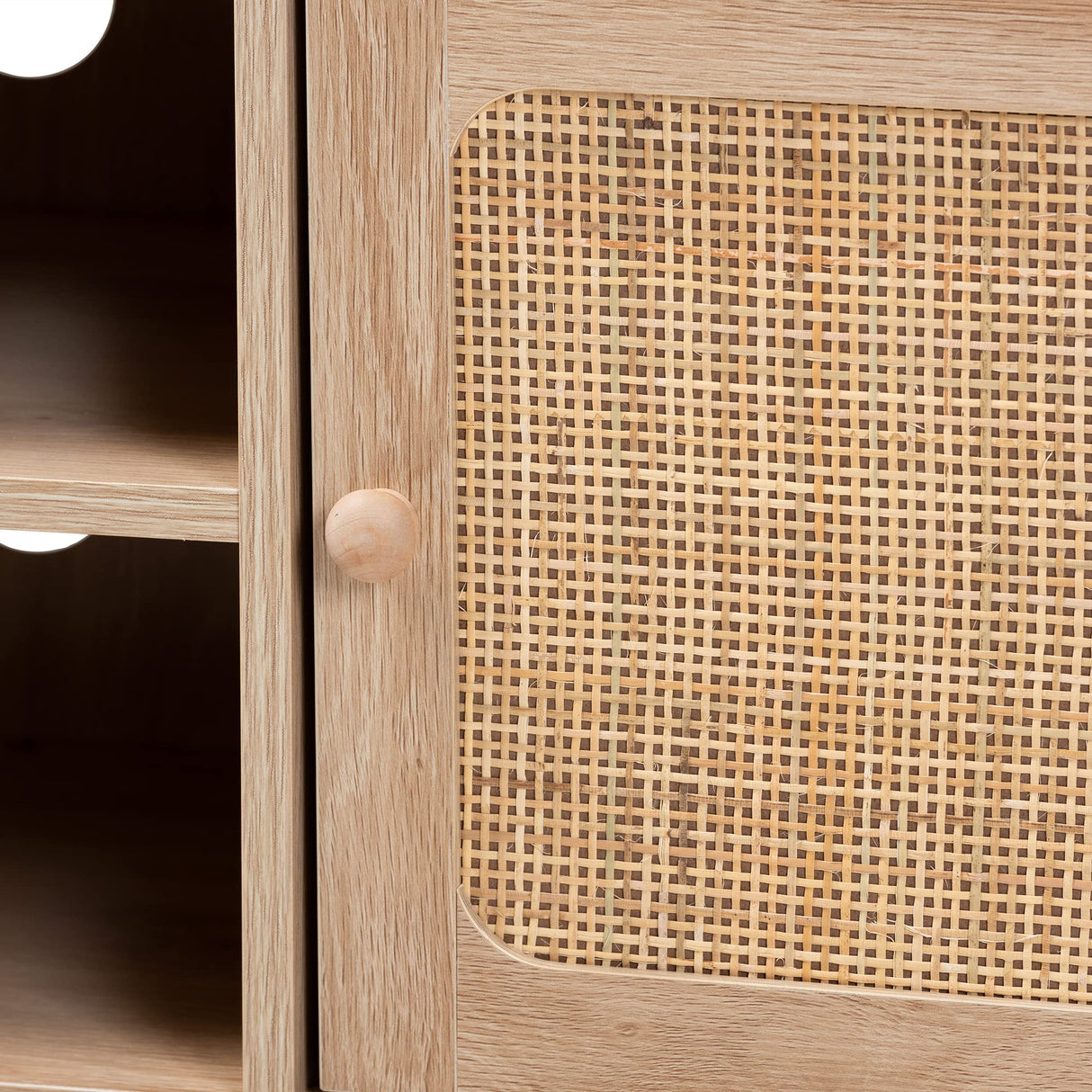 Baxton Studio Elsbeth TV Stand, 43.30" W x 15.00" D x 18.50" H, Light Brown/Natural Brown Baxton Studio