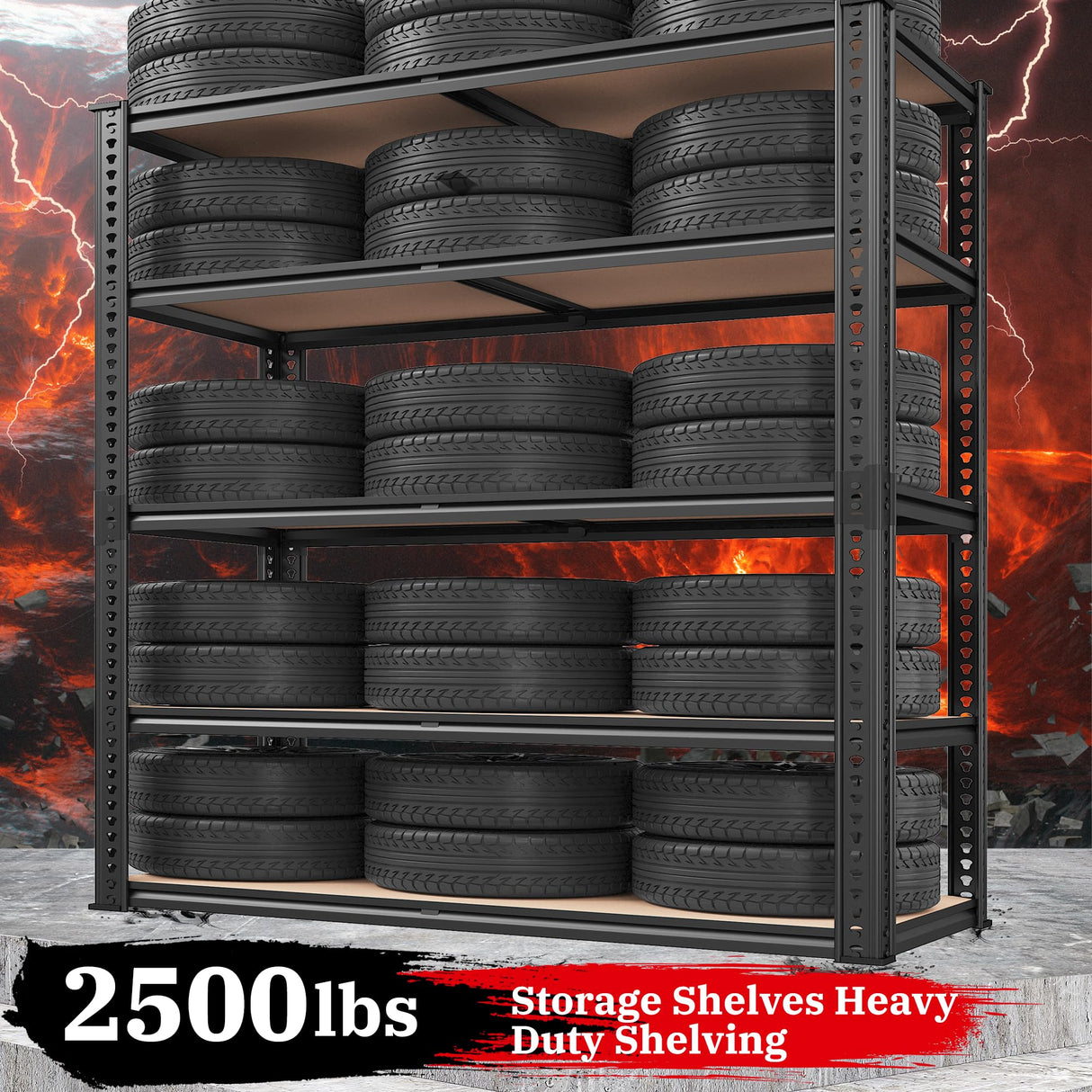 REIBII 72''H Garage Shelving 2500LBS Storage Shelves Heavy Duty Shelving 5 Tier Metal Shelves for Garage Shelves Adjustable Shelving Units and Storage for Closet Pantry Shelf, 72" H x 40" W x 20" D REIBII