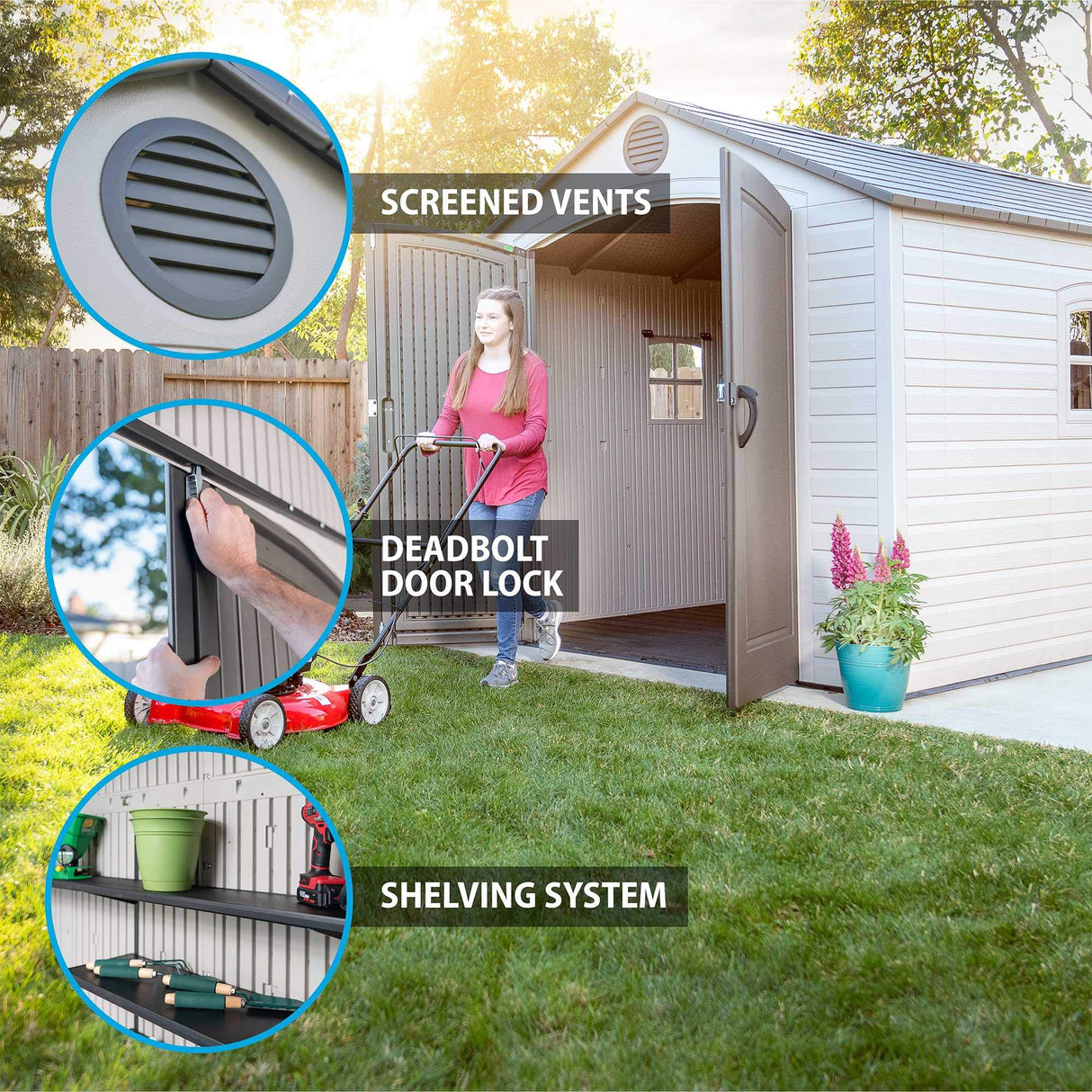 Lifetime 60075 8 x 15 Ft. Outdoor Storage Shed, Desert Sand Lifetime