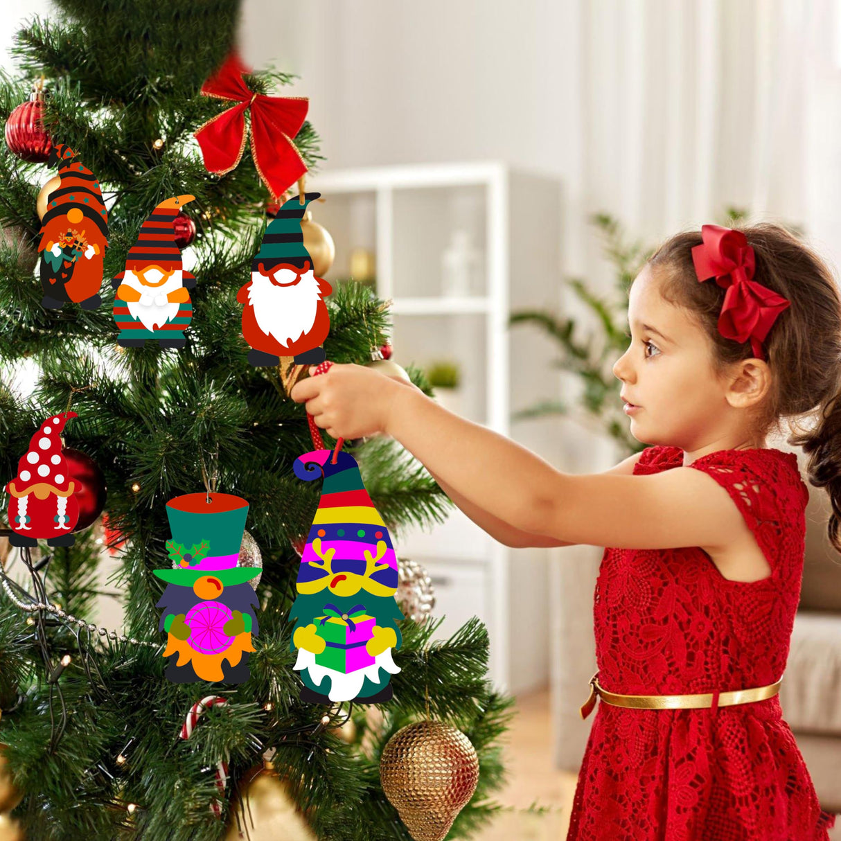 40PCS DIY Christmas Wooden Ornaments Unfinished Wood Slices to Paint with 8 Styles,Wooden Christmas Ornaments Crafts,DIY Santa Claus Christmas Tree Ornaments kit for Kids,DIY Christmas Tree Crafts Aodmti