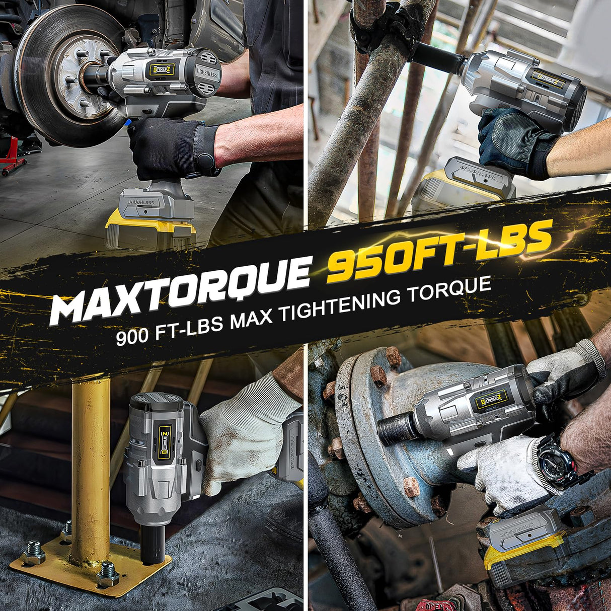 Cordless Impact Wrench 1/2 inch for Dewalt 20v Battery, 900FT-LBS(1200N.m) Brushless Electric Impact Gun for Car Home, High Torque Power Impact Driver with 6Pcs Sockets & Storage Case (No Battery) DIYtoolifz