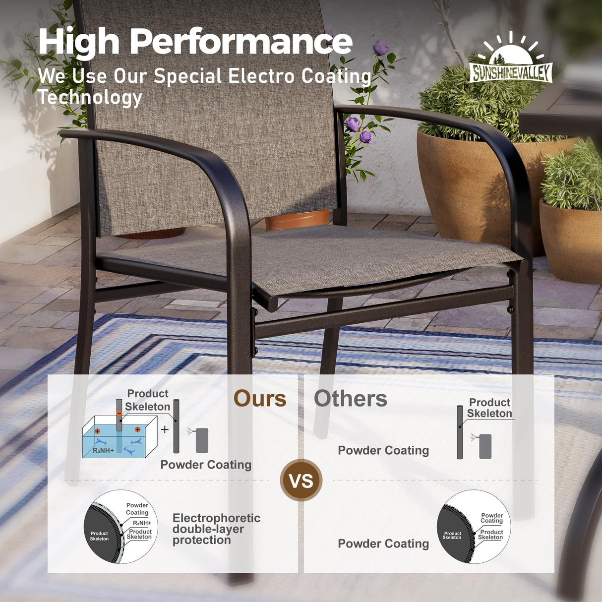 SUNSHINE VALLEY 9 Piece Patio Dining Set for 8, Rectangular Extendable Dining Table, 8 Metal Brown Chairs, Outdoor Table and Chairs Set for Lawn Backyard and Deck SUNSHINE VALLEY