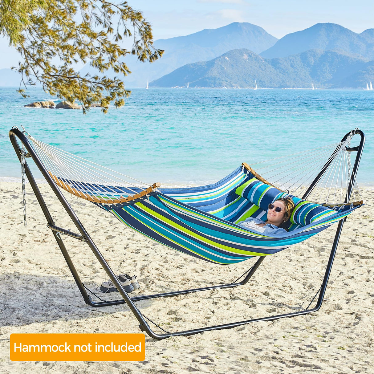 Yaheetech Universal Hammock Stand, Heavy-Duty Double-Pipe Steel Hammock Stand for 9-14.5 Ft Hammocks, 475 Lb Capacity and Capable of Holding 2-3 People Yaheetech