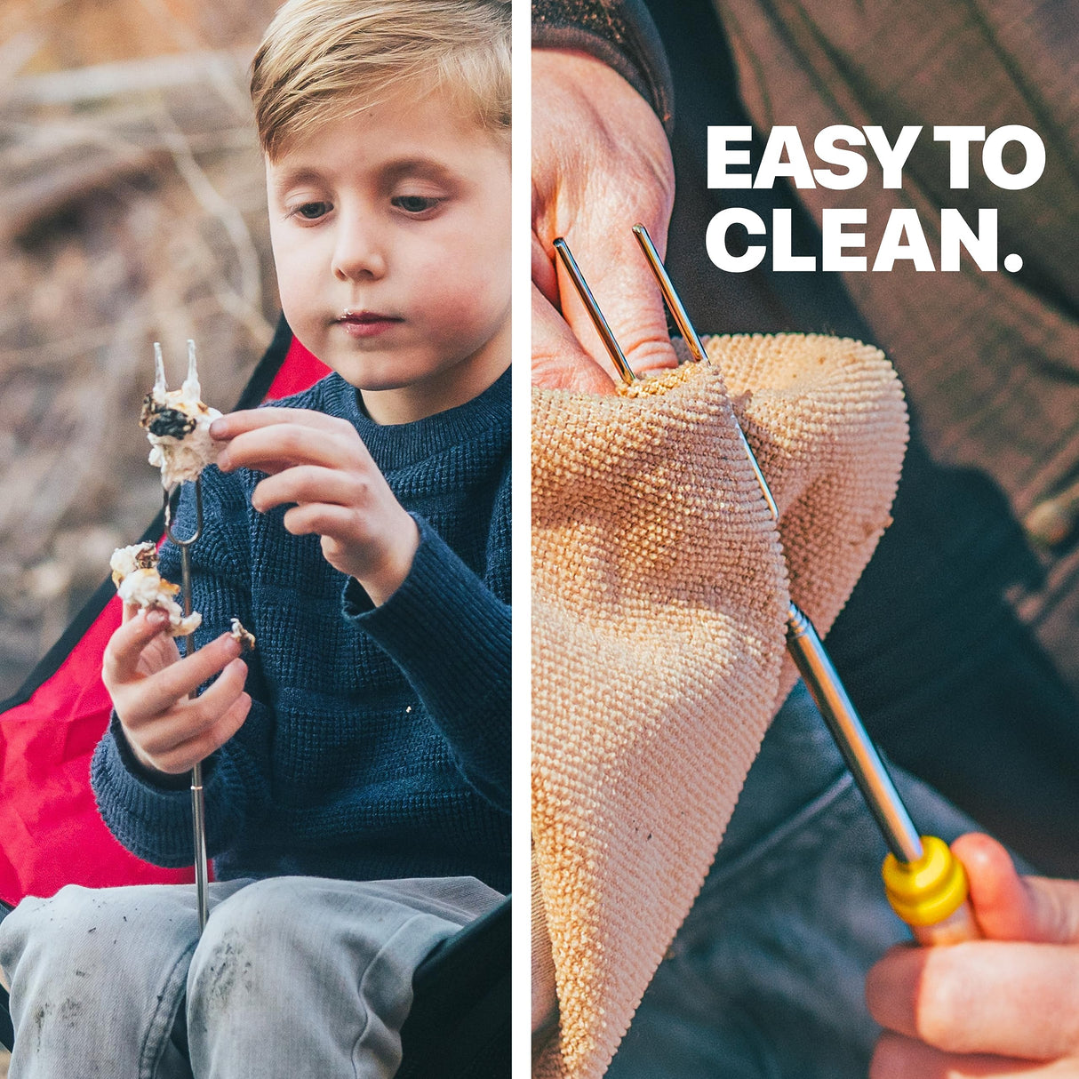 MalloMe Smores Sticks for Fire Pit Long - Marshmallow Roasting Sticks Smores Kit - Smore Skewers Hot Dog Fork Campfire Cooking Equipment, Camping Essentials S'mores Gear Outdoor Accessories 32" 5 Pack MalloMe