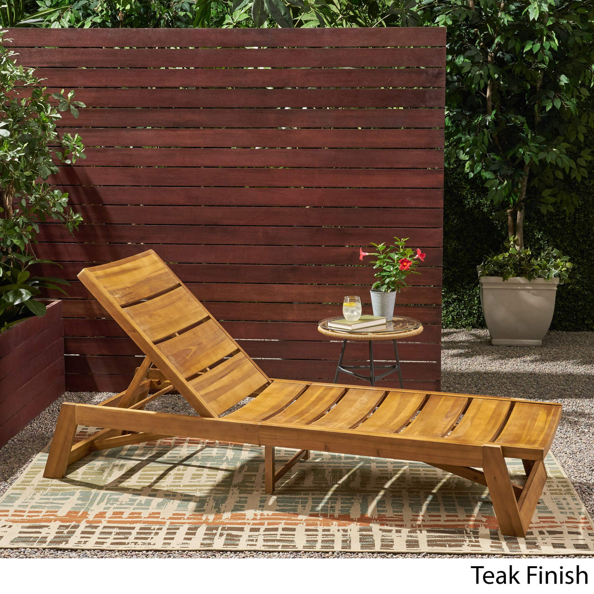 GDFStudio Outdoor Wood and Iron Chaise Lounge, and Yellow GDFStudio