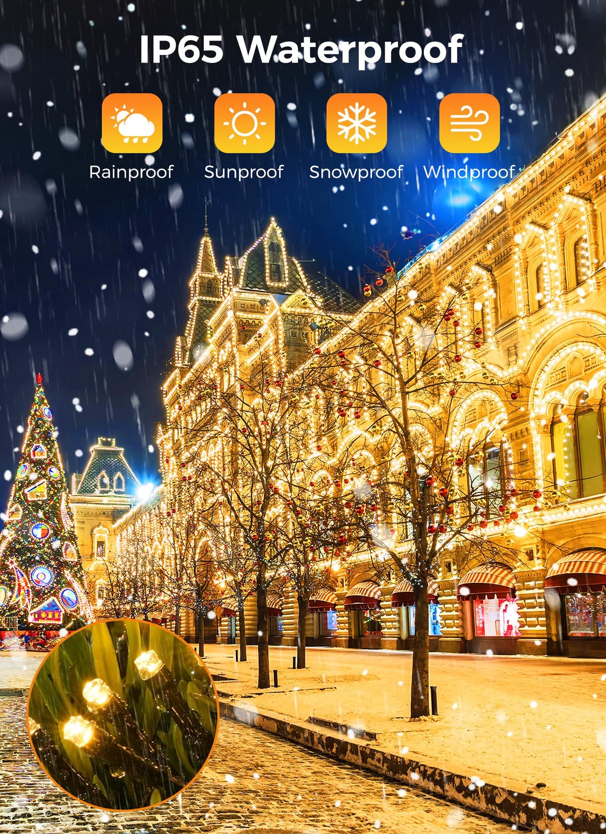 Minetom Solar String Lights for Outside - 40 FT 100 LED Christmas Solar String Lights with 8 Lighting Modes, IP65 Waterproof Solar Lights Outdoor, Solar Lights for Outside Tree Party Decor, Warm White Minetom