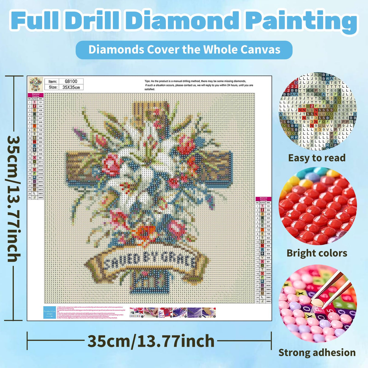 Ceiomez Cross Diamond Art for Adults, Flower Diamond Painting with Cross and Lily Flowers, DIY Full Round Drill Religious Diamond Art for Gift and Home Wall Decor 14x14in Ceiomez
