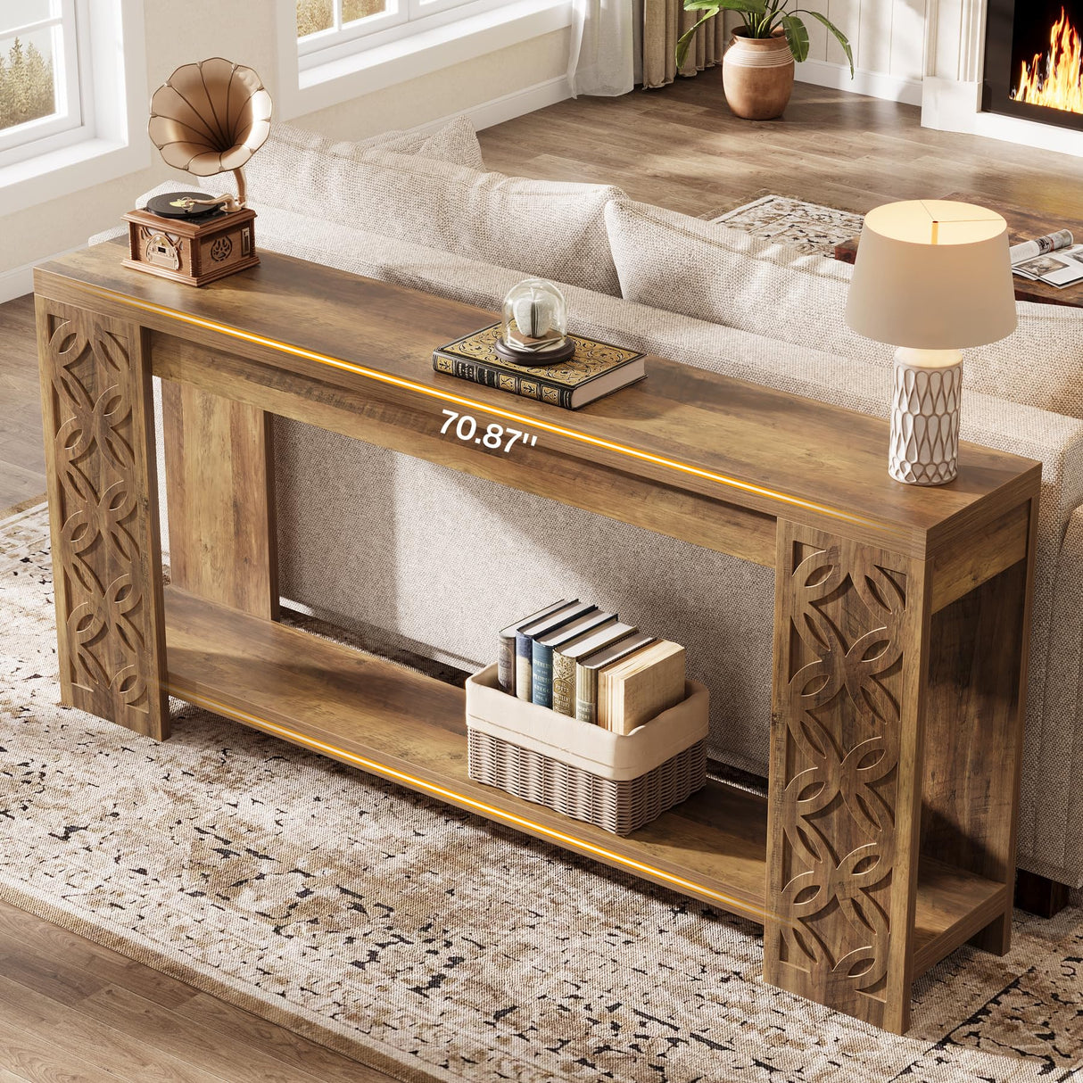 Tribesigns 70.9" Long Console Table with Storage, Narrow Sofa Table Behind Couch, Farmhouse Wooden Entryway Furniture for Living Room, Hallway, Entrance Tribesigns