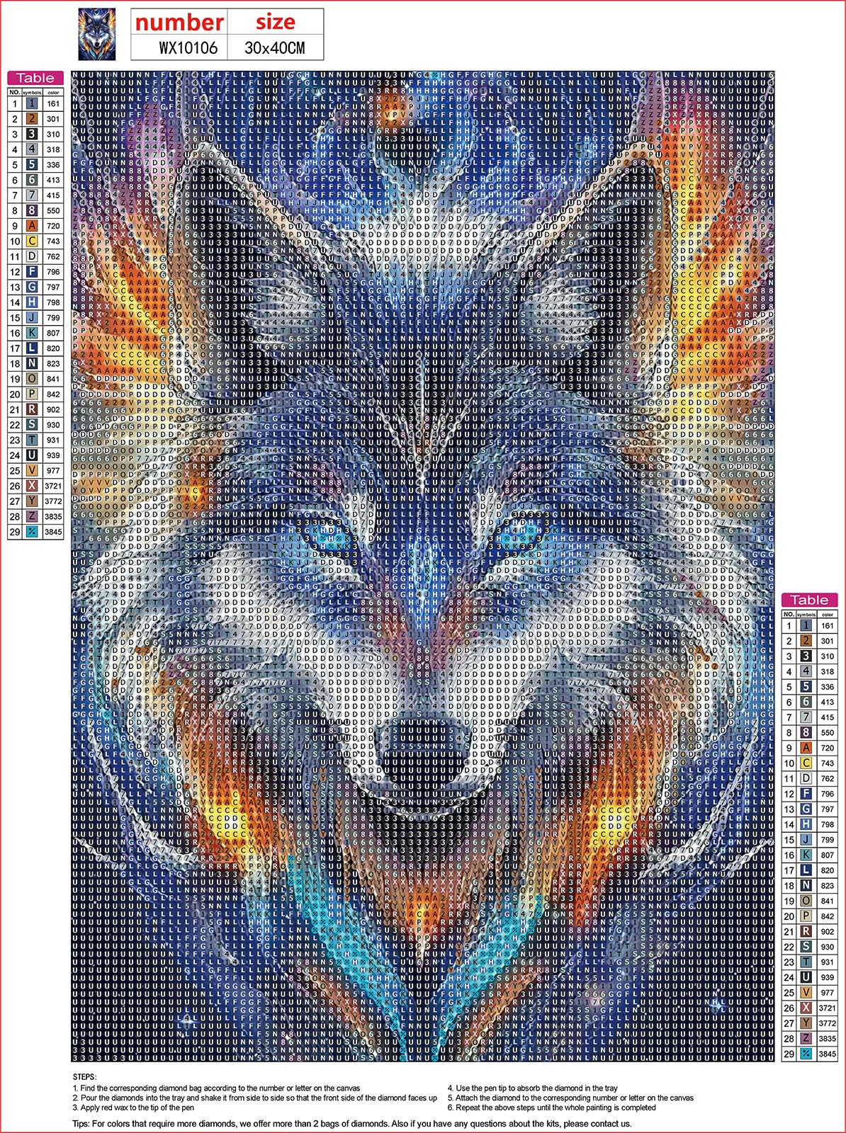 MXJSUA DIY Wolf Diamond Painting Kits for Adults, Animal Diamond Gem Art Painting for Beginners, Diamond Picture with Full Round Drill Dots Craft Set Gift, 12 * 16 Inch MXJSUA