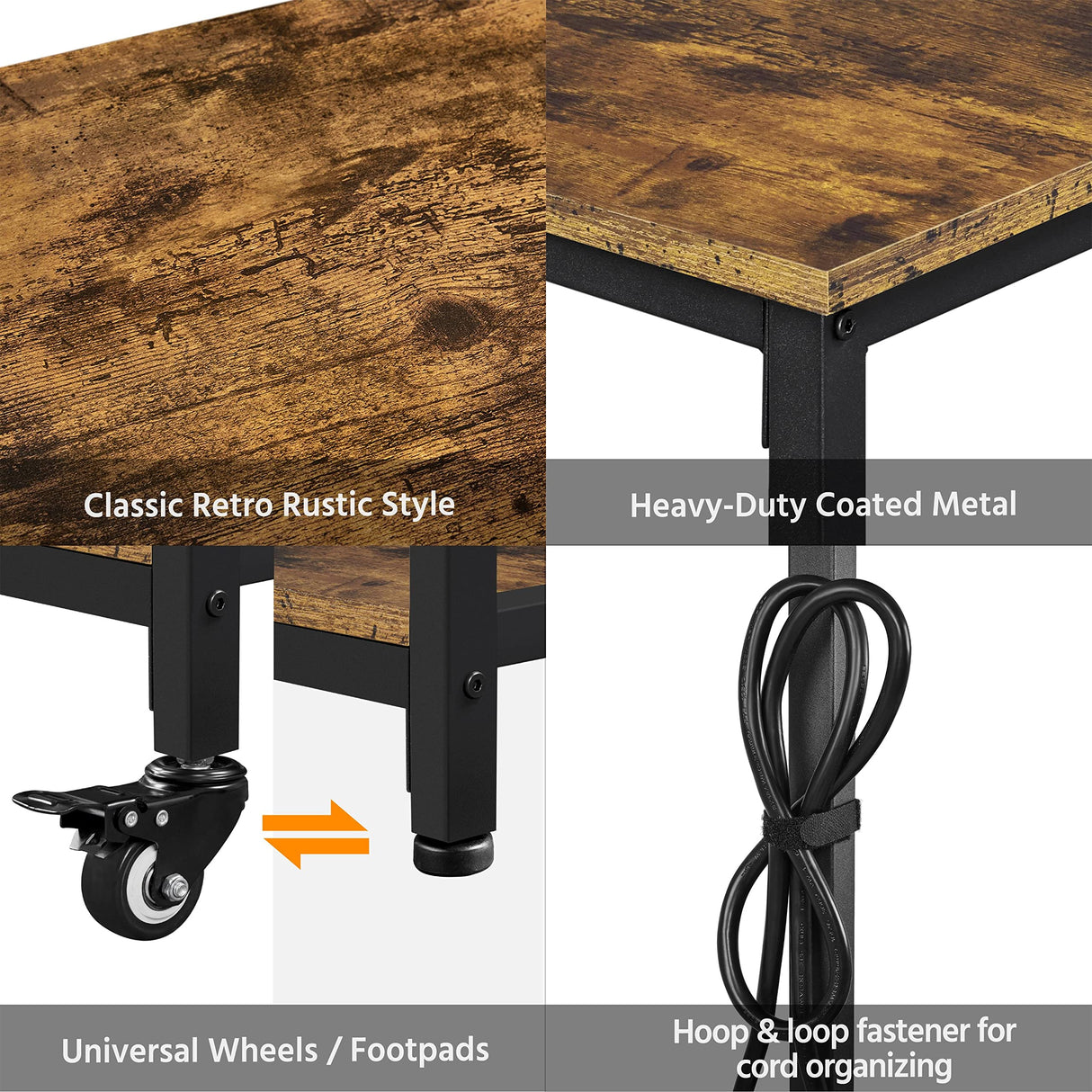 Yaheetech Kitchen Island with Power Outlet, Rolling Kitchen Cart with Wine Rack & Glass Holder & Hooks, Coffee Bar Microwave Stand Wine Rack Table for Dining Room, 47.5" W x 24" D, Rustic Brown Yaheetech