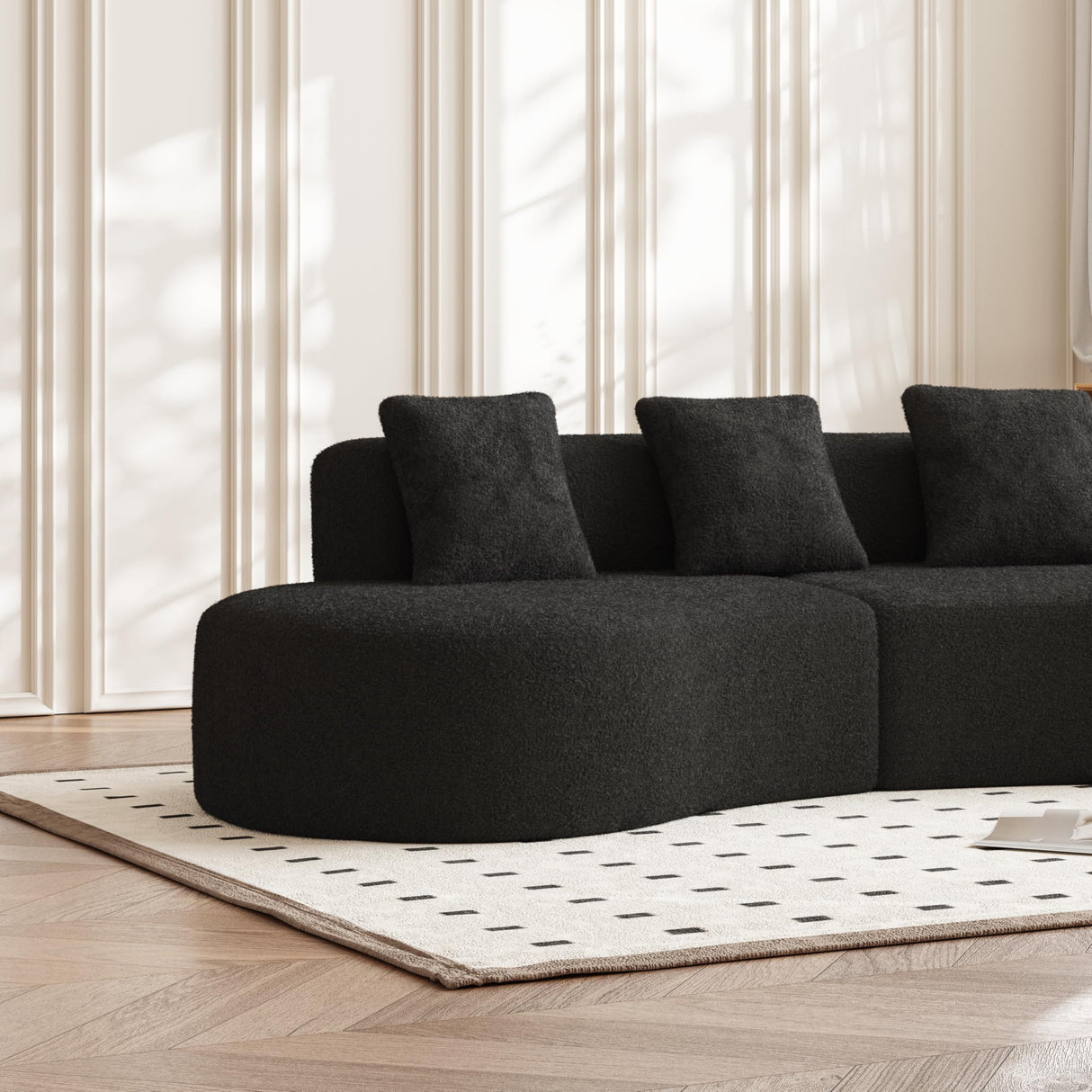 RAVADOEN 109" Curved Couch, Raindrop Velvet Fabric Modern 5 Seater Curved Shaped Sectional Sofa for Living Room, Bedroom, Office, No Assembly RAVADOEN