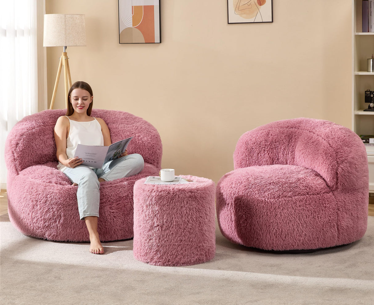 Hobestluk Bean Bag Chair Big Bean Bag Chairs for Adults Giant Adult Bean Bag Chair with Foam Filler Large Beanbags with Stuffed Back Lazy Sofa, Pink -Standard Hobestluk
