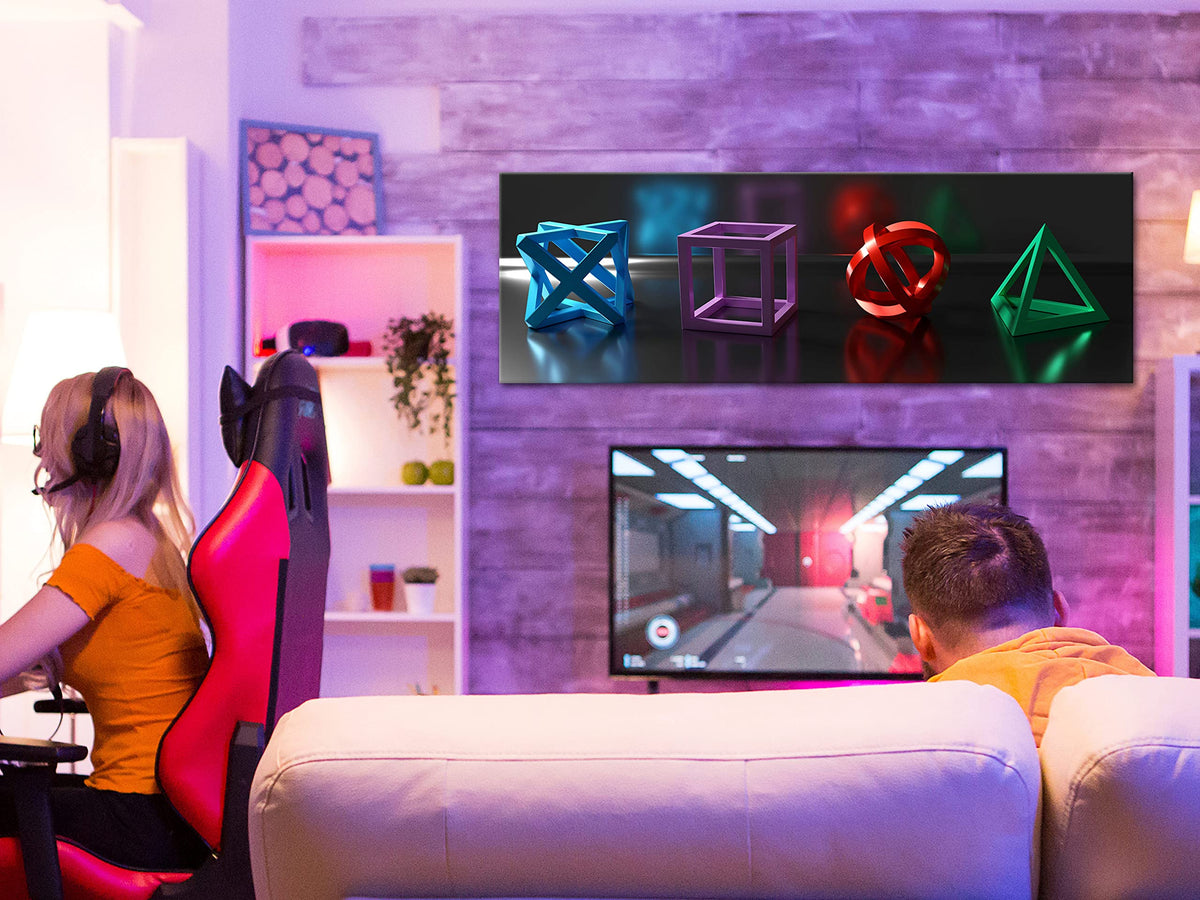 artgeist Acoustic Canvas Wall Art Print for Gamers Game Console 53x18 in - 1pcs Picture with Acoustic Foam Sound Print Artwork Room Acoustics Soundproofing 3D Effect Play Game Gaming i-A-0196-b-a artgeist