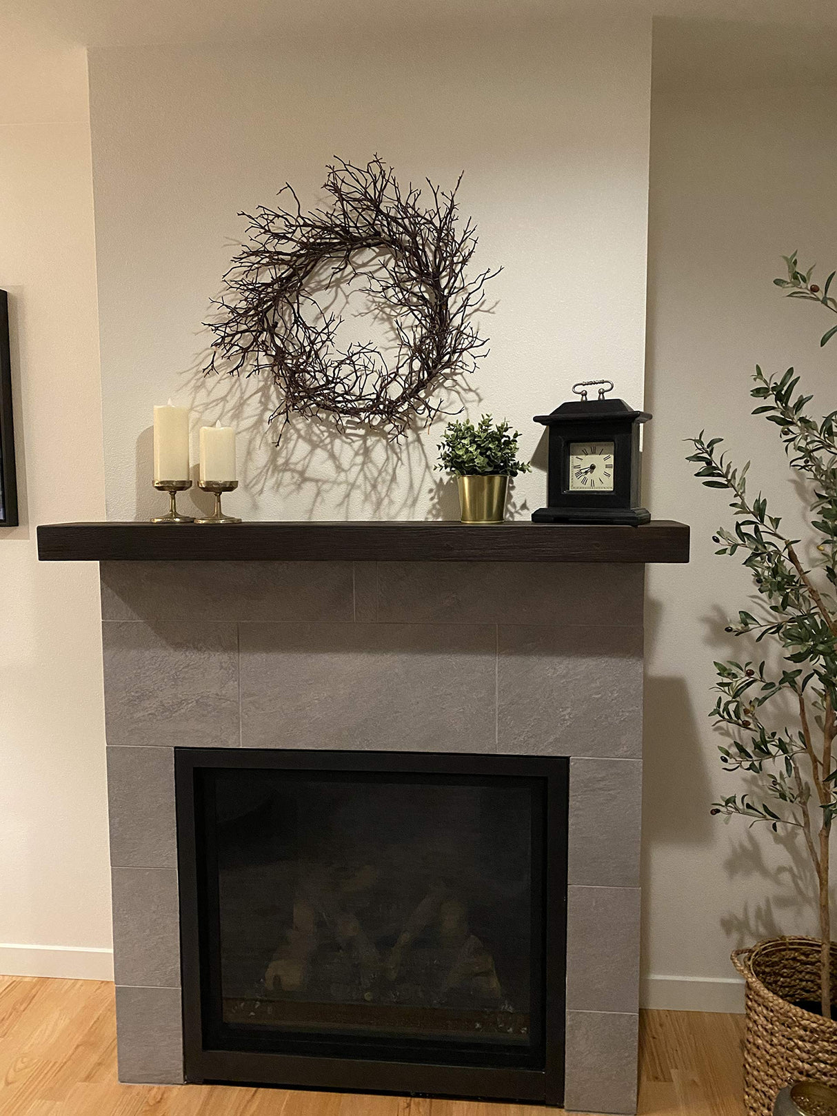 Joel's Antiques - 60 Inch Wooden Floating Shelves for Wall - Made of Natural Wood - Long Heavy Duty Rustic Fireplace Mantel & Book Shelf - Perfect for Living Room - Black 60x7x3 in joelsantiques