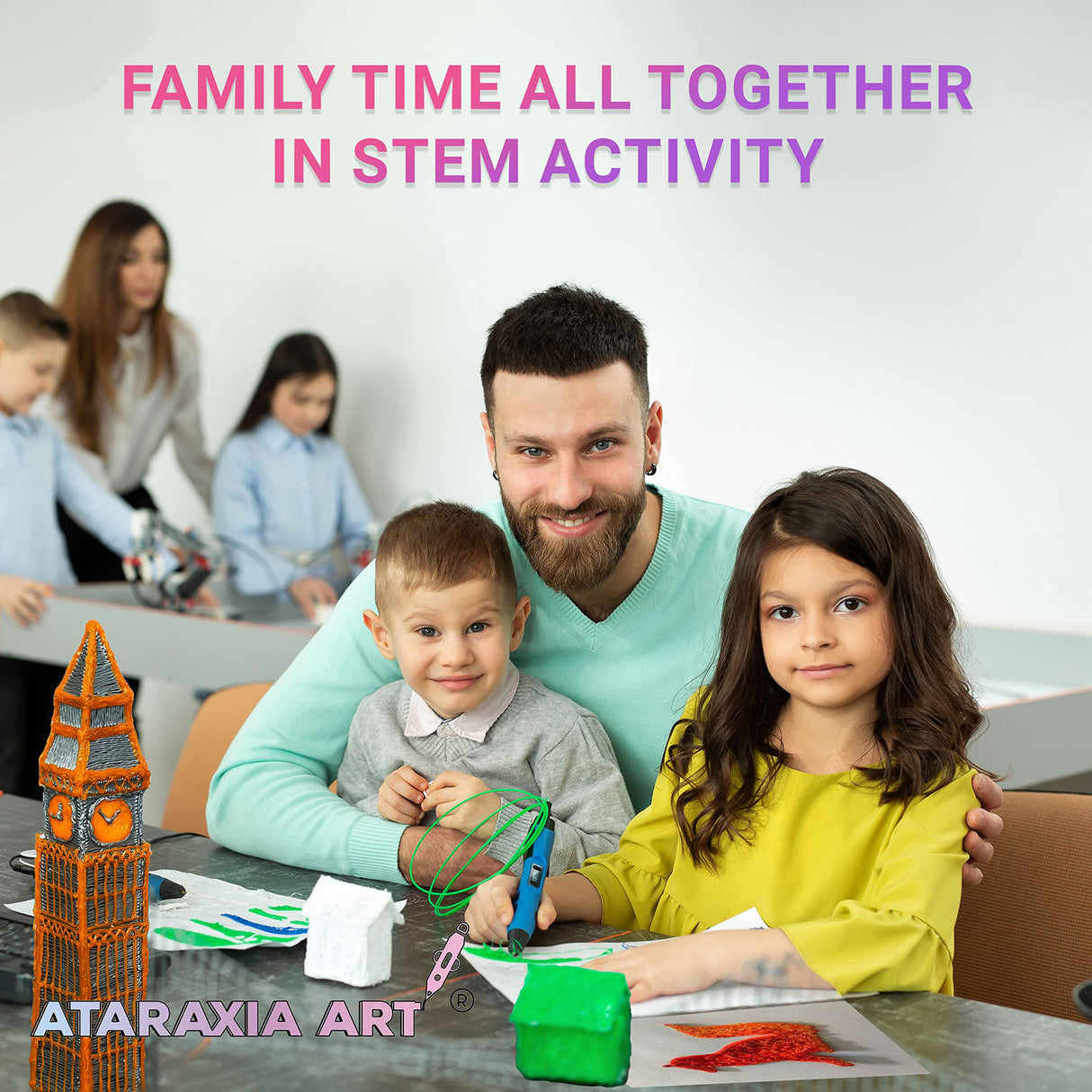 ATARAXIA ART 3D Stencil Book 40 Patterns, Drawing Molds Design Paper for 3D Pen, Reusable Colorful 20 Sheets 40 Pattern, Clear Pad & 2 Finger Caps, Painting Graffiti Template for 3DPen Kids DIY Gifts ATARAXIA ART