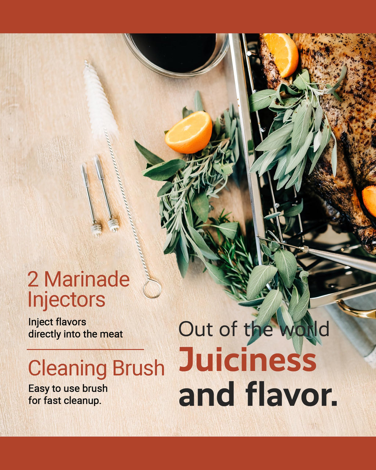 Liquid Solution Turkey Baster 5 Piece Set, Includes Baster for Cooking, Barbecue Basting Brush, Flavor Injector with Cleaning Brush - Perfect for Thanksgiving or Regular Cookout Liquid Solution