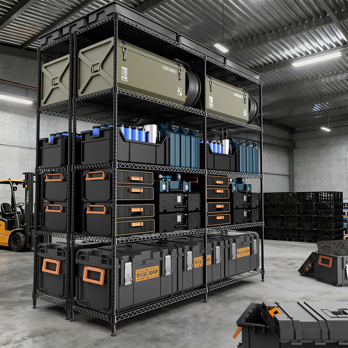 M MZG 5 Tiers Storage Shelves Load 1500LBS, Metal Shelving Wire Metal Shelving Unit Shelves for Storage Adjustable Garage Shelving for Pantry Kitchen Garage Black 15.8" D x 33.5" W x 70.5" H M MZG