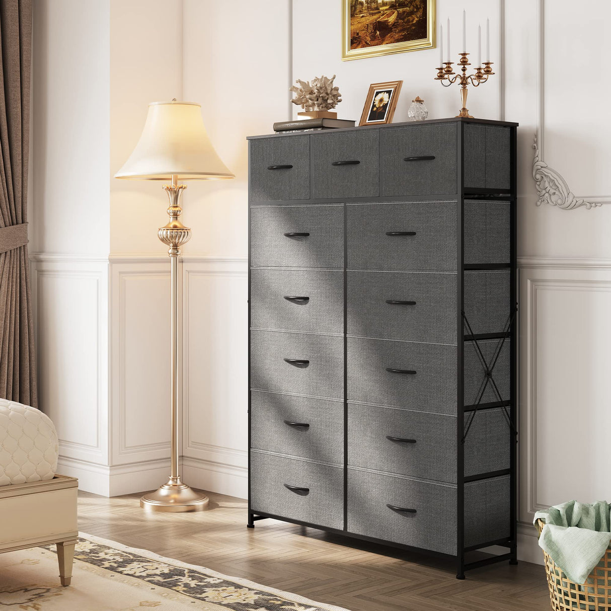 WLIVE Tall Dresser for Bedroom with 13 Drawers, Storage Dresser Organizer Unit, Fabric Dresser for Bedroom, Closet, Chest of Drawers with Fabric WLIVE