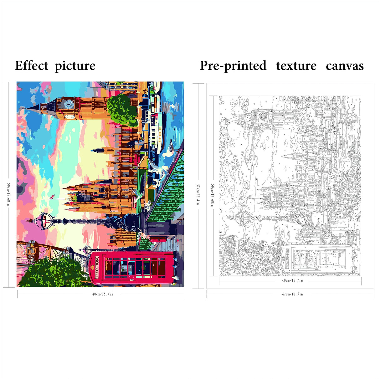 QUITEDEW Paint by Number for Adults Beginner,City Paint by Numbers,Big Ben Paint by Number Suitable for Home Wall Decoration 16x20 Inch QUITEDEW