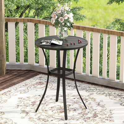 VICLLAX 28" Round Outdoor Bar Table, Counter Height Patio Table with Adjustable Umbrella Hole for Balcony, Black