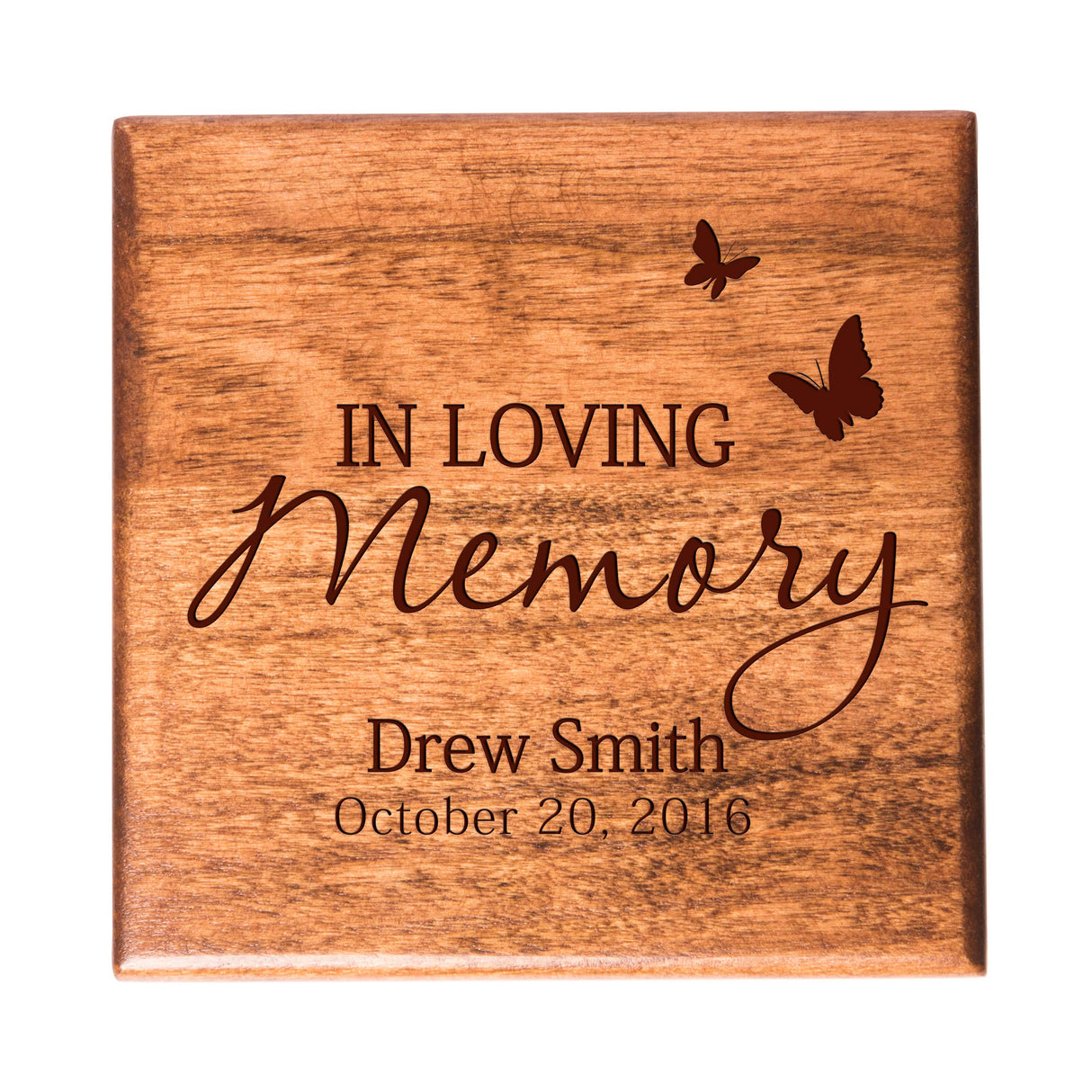 LifeSong Milestones Personalized Memorial Small Cremation Urn for Human Ashes Wooden Keepsake Urn for Ashes, Engraved Handmade Funeral Urn Holds 49 LifeSong Milestones