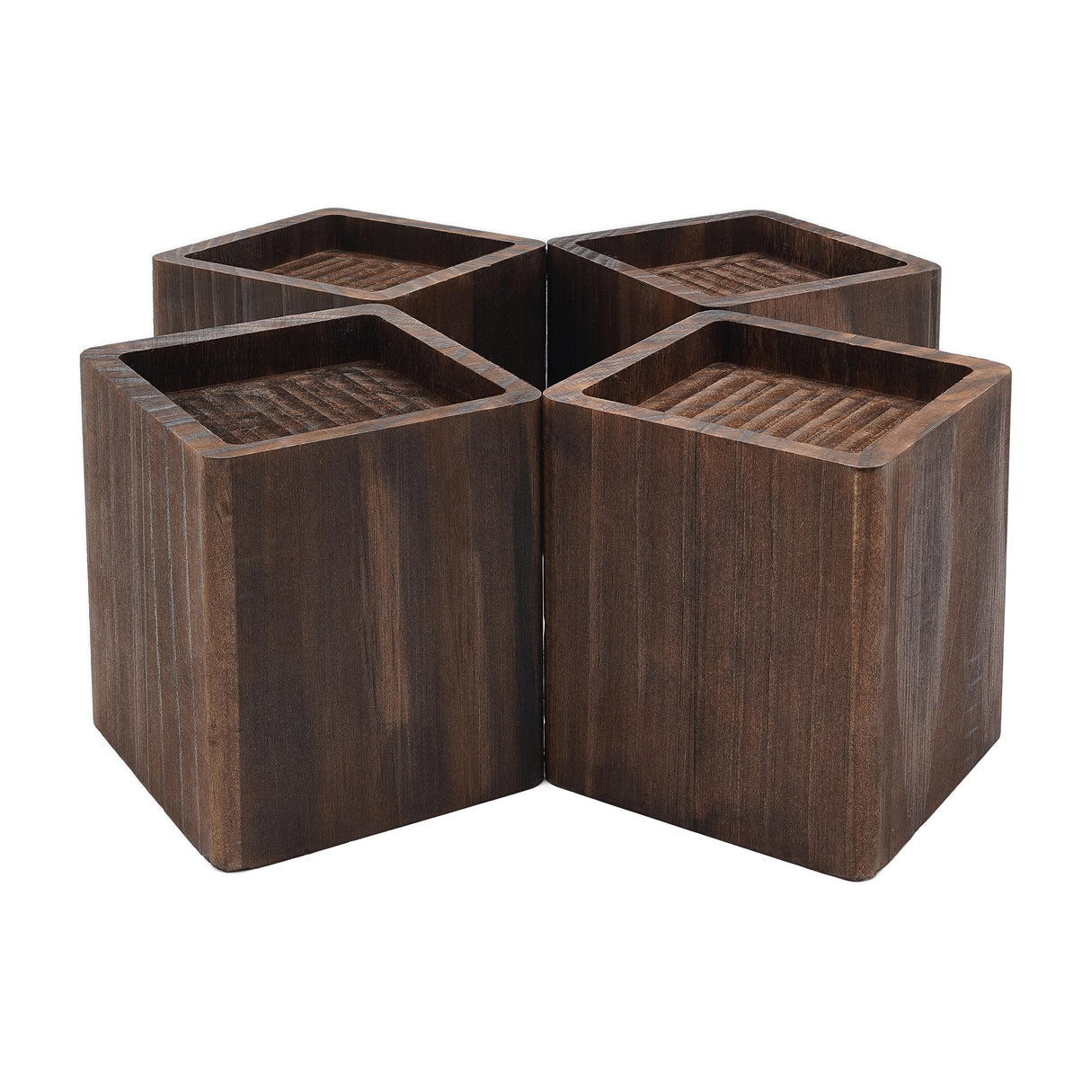 Bed Frame Riser -Furniture risers -4 Pack, 4 Inch Heavy Duty Wooden Furniture Riser- Handmade Rustic Pine Square Risers with Non-Slip Pads-, Furniture Lifters for Sofa Bed Frame Table Chair WoodArtSupply