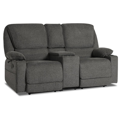 YOCONYO Loveseat Recliner, RV Reclining Loveseat, Home Theater Seating, Manual Loveseat with Console, 4 Cup Holders, 2-Seater Recliner Sofa, RV Furniture for Travel Trailers, Livingroom (Dark Grey)