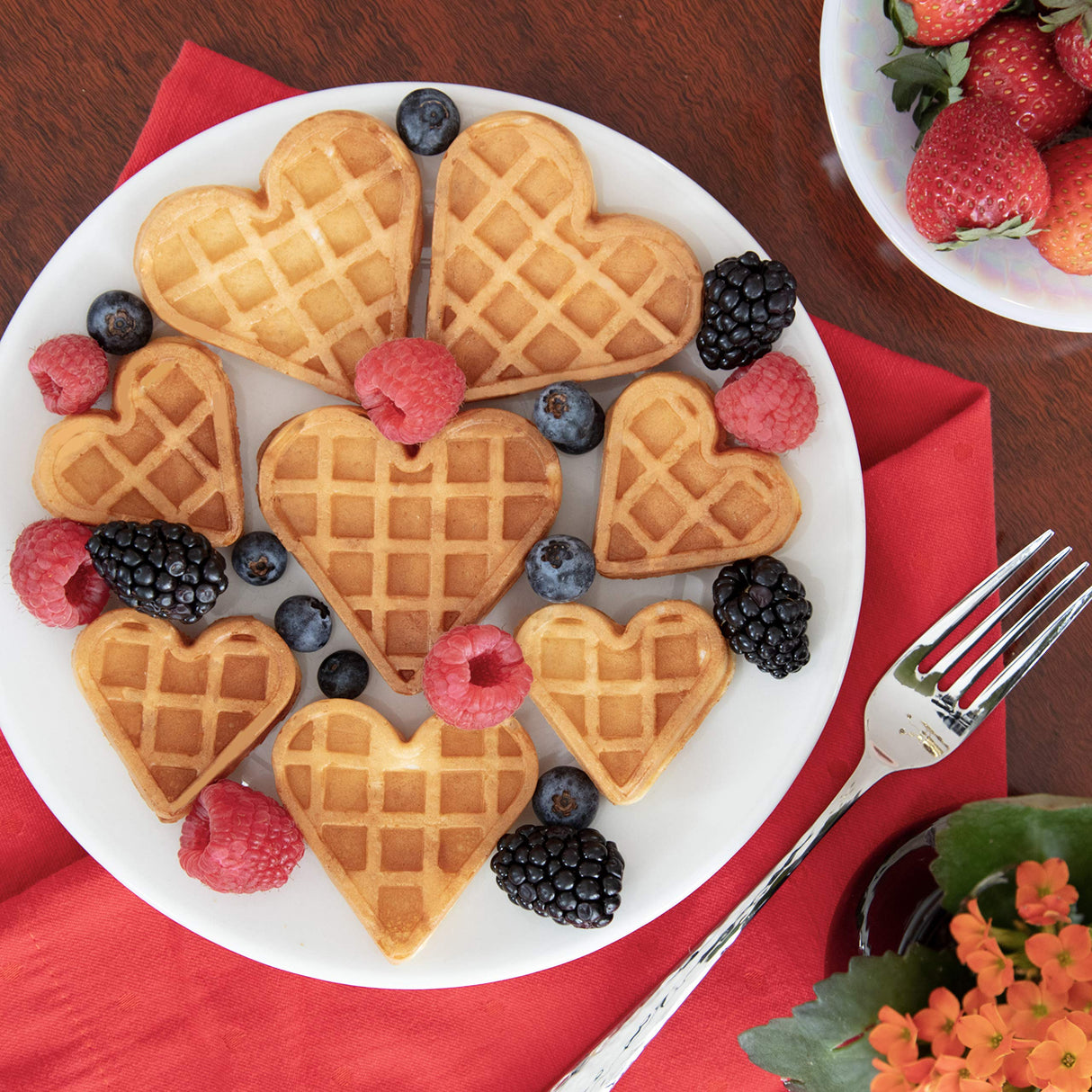 Valentine's Day Mini Hearts Waffle Maker - Bake 9 Heart Shaped Waffles or Pancakes w Electric Nonstick Iron- Show Love w Unique Breakfast or Treat for Her, Kids or Adults- Fun Dessert Gift for Her Him Waffle Wow!